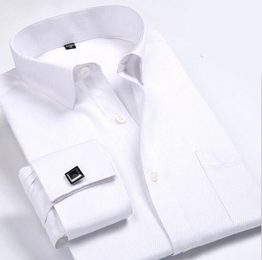 Men's business shirt by Ancient Energy featuring a classic collar, long sleeves, and a tailored fit, in a professional fabric.