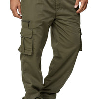 Men's casual cargo pants from Ancient Energy with multiple pockets, loose fit, straight cut, suitable for everyday wear.