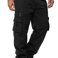 Men's casual loose straight cargo pants by Ancient Energy with multiple pockets, in a relaxed fit and versatile style.