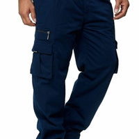 Men's casual cargo pants by Ancient Energy featuring multiple pockets, loose fit, straight cut, and comfortable style.