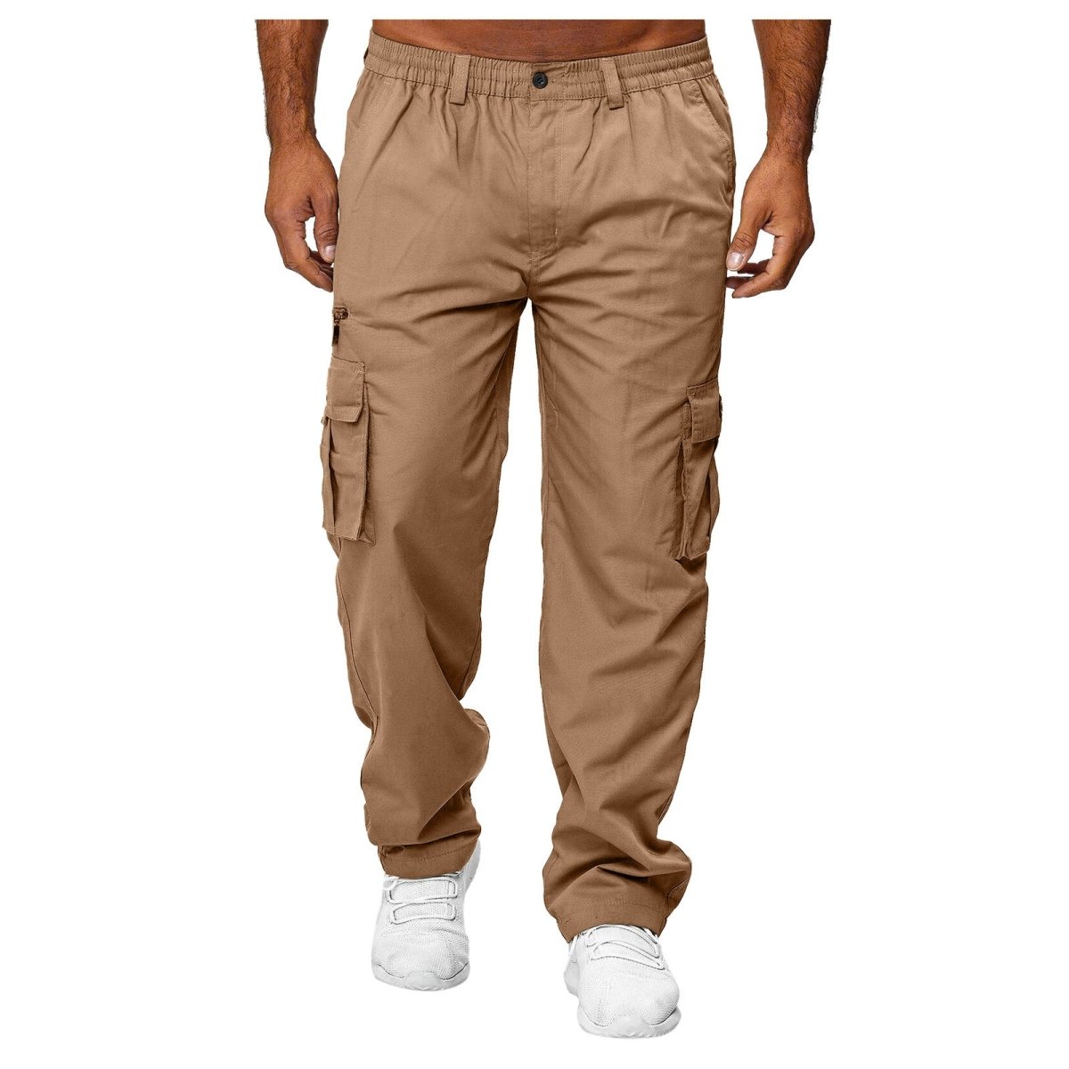 Men's casual cargo pants from Ancient Energy with multiple pockets, loose fit, straight-leg design, in a versatile style.