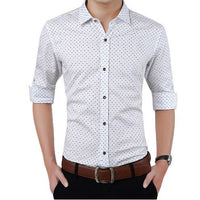 Men's plus size polka dot long-sleeve dress shirt by Ancient Energy, featuring a classic pattern and tailored fit for style and comfort.
