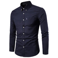 Ancient Energy men's slim fit long sleeve dress shirt with Korean style, tailored for a modern, stylish look.