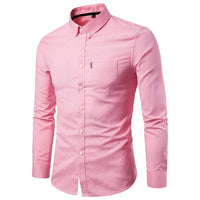 Ancient Energy men's slim fit long sleeve dress shirt, Korean style, in a classic design with a button-up front and collar.