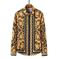 Men's printed shirts by Ancient Energy, featuring Ouma Court style, with vibrant patterns and classic fit, perfect for casual wear.