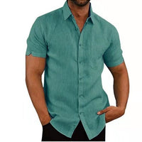 Men's short sleeve summer solid shirt by Ancient Energy, casual loose fit tee in lightweight fabric, ideal for warm weather.