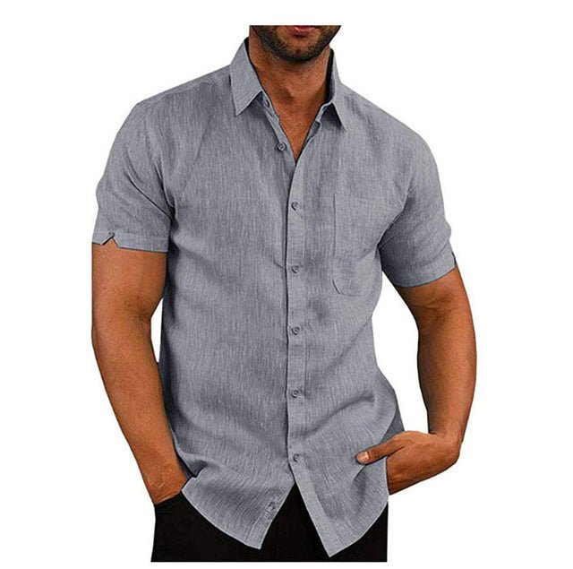 Ancient Energy men's short sleeve summer shirt, solid casual loose fit tee with a classic design, suitable for warm weather.