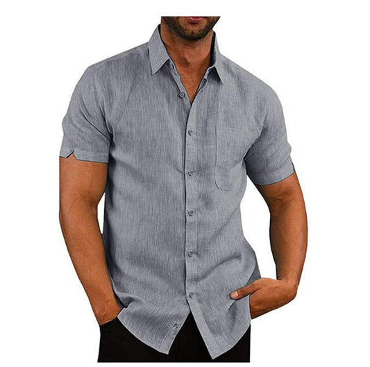 Ancient Energy men's short sleeve summer shirt, solid casual loose fit tee with a classic design, suitable for warm weather.