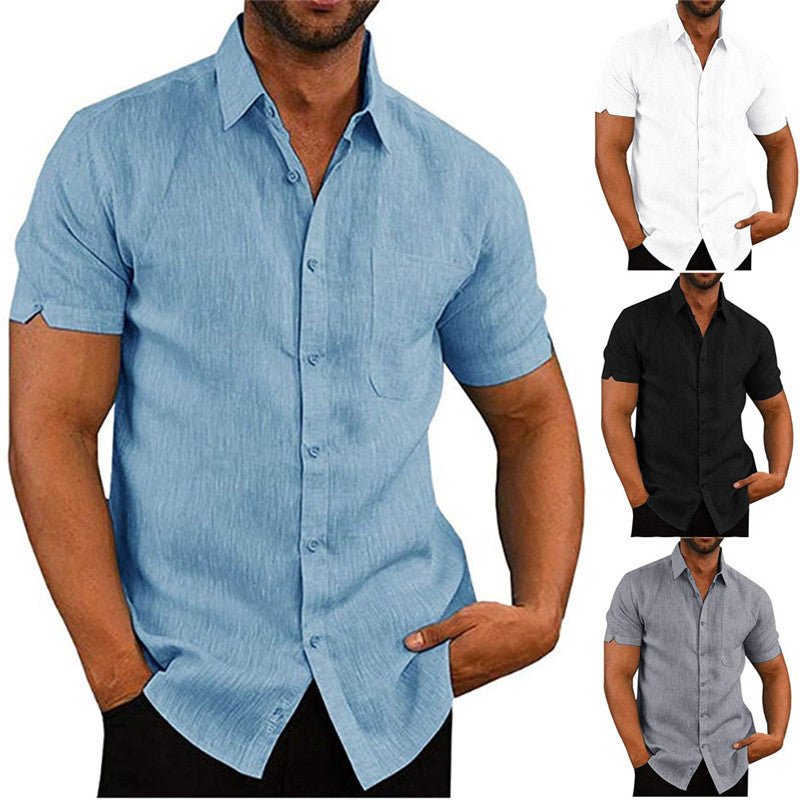 Men's short sleeve summer solid shirt by Ancient Energy, casual loose fit tee with a simple, breathable design.