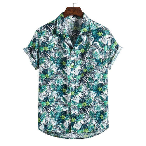Men's short-sleeved beach shirt by Ancient Energy with a vibrant printed design, perfect for casual summer wear.