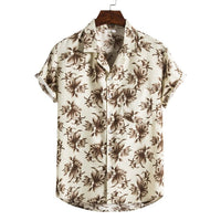 Men's short-sleeved beach shirt by Ancient Energy with a new vibrant printed design, perfect for casual summer wear.