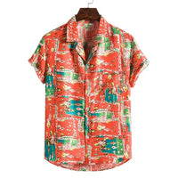 Men's short-sleeved beach shirt by Ancient Energy featuring a new printed T-shirt design with vibrant patterns.