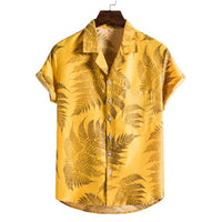 Ancient Energy men's short-sleeved beach shirt with new printed design, lightweight casual T-shirt for summer wear.
