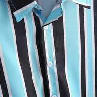 Men's striped shirt by Ancient Energy featuring a classic design with vertical blue and white stripes.