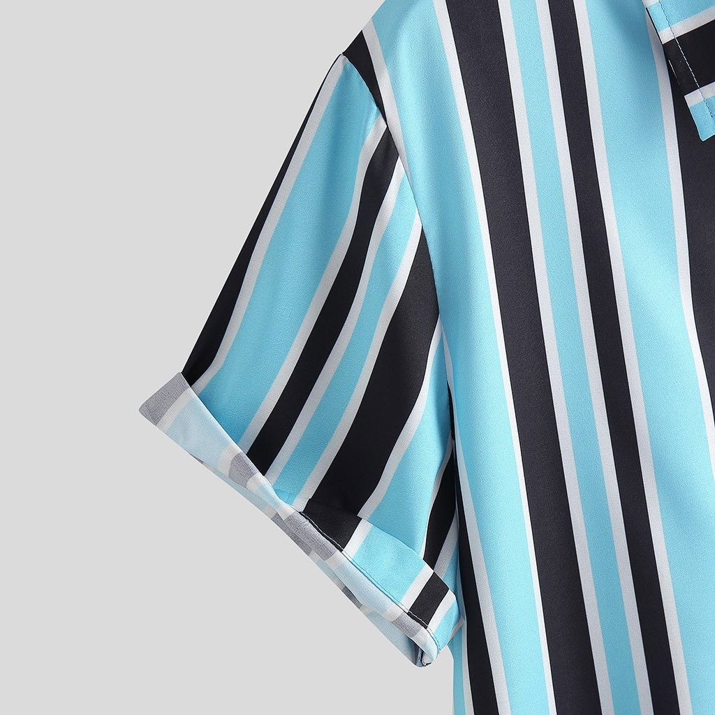Men's striped shirt by Ancient Energy featuring a classic design, with a collar and button-up front, stylish and casual.