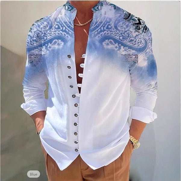 Mens fashion 3D printed shirt top by Ancient Energy, featuring a modern design and vibrant patterns for stylish casual wear.