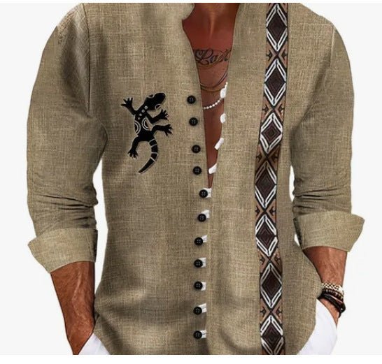 Men's fashion 3D printed shirt top by Ancient Energy, featuring a vibrant, modern design and comfortable fit.
