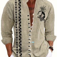 Mens fashion 3D printed shirt top by Ancient Energy, featuring vibrant geometric patterns and modern design.
