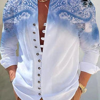Men's fashion 3D printed shirt top by Ancient Energy, featuring vibrant patterns and modern design details.