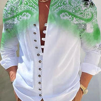 Men's fashion 3D printed shirt top by Ancient Energy featuring vibrant, intricate patterns and modern design details.