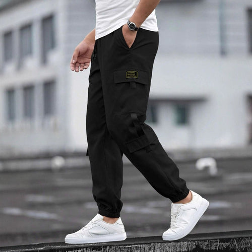 Men's retro jogger casual work pants by Ancient Energy, featuring a relaxed fit and comfortable fabric, suitable for everyday wear.