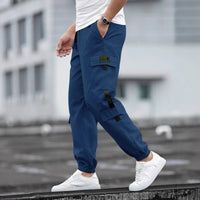 Men's retro jogger casual work pants from Ancient Energy, featuring a relaxed fit with elastic waistband and tapered legs.