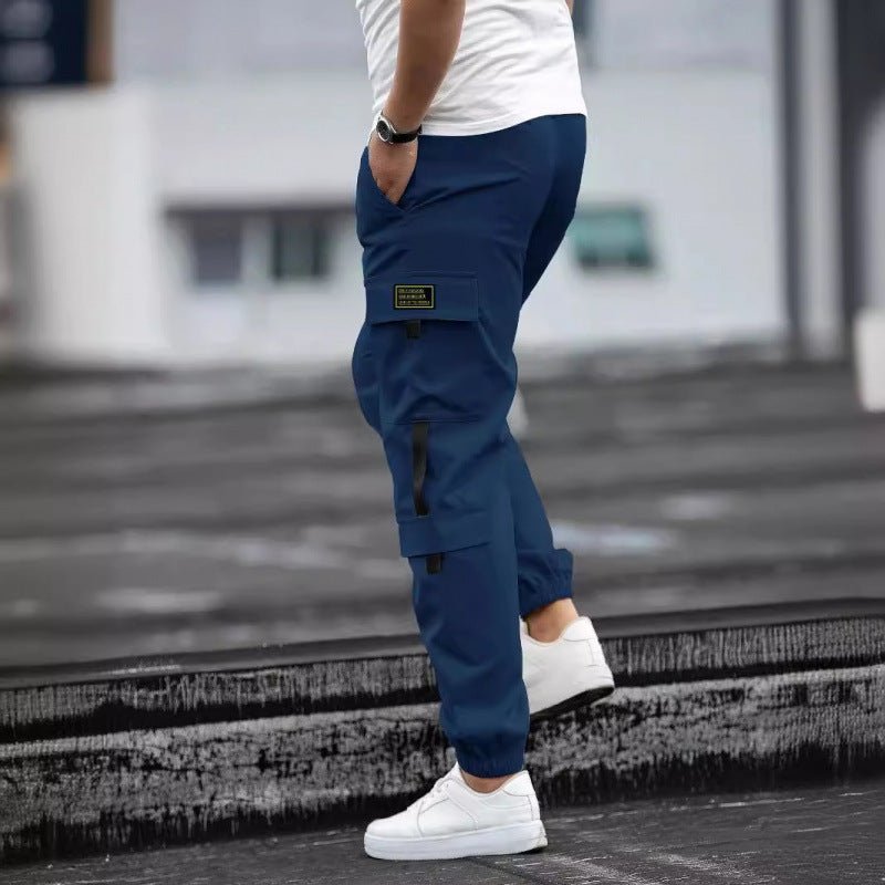Ancient Energy men's retro jogger casual work pants in black with elastic waistband and tapered fit, suitable for everyday wear.