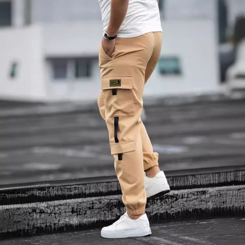 Ancient Energy men's retro jogger casual work pants in dark fabric with elastic waistband and relaxed fit, suitable for everyday wear.
