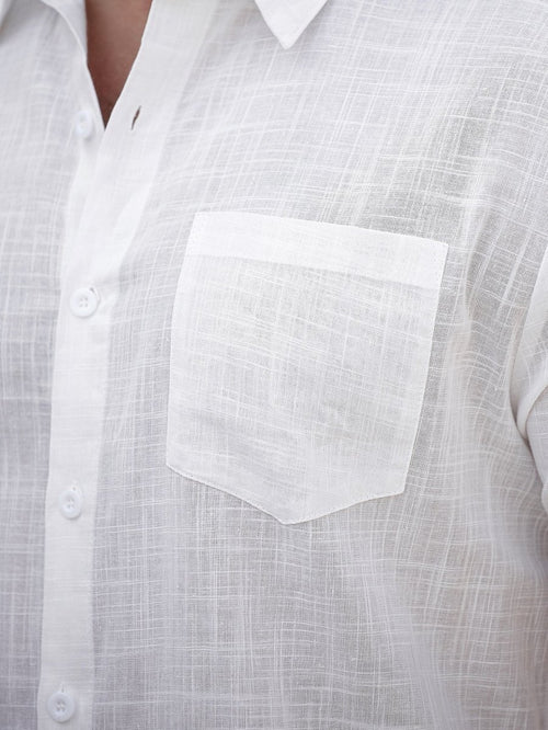 Men's short-sleeve cotton shirt with a pocket by Ancient Energy, featuring a casual fit and classic design.