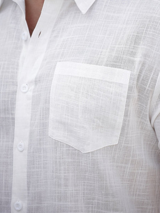 Men's short-sleeve cotton shirt with a pocket by Ancient Energy, featuring a casual fit and classic design.