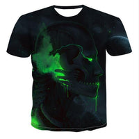 Men's 3D Skull T-shirt by Ancient Energy featuring a bold skull graphic on black fabric.