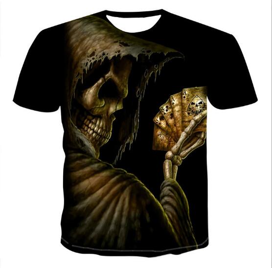 Men's 3D Skull T-shirt by Ancient Energy featuring a detailed skull graphic on a casual black T-shirt.