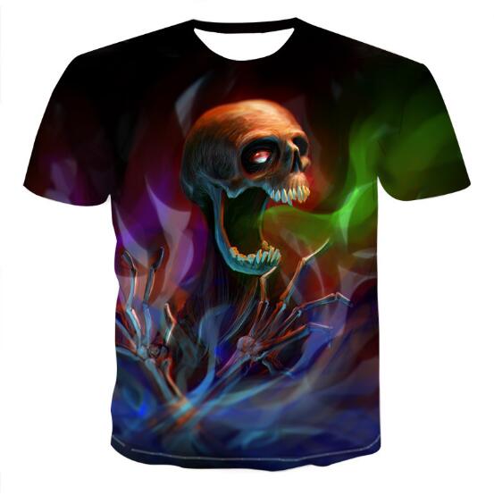 Men's 3D skull T-shirt by Ancient Energy featuring a bold skull graphic on black fabric.