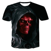 Men's 3D skull T-shirt by Ancient Energy featuring a bold skull graphic on black fabric.