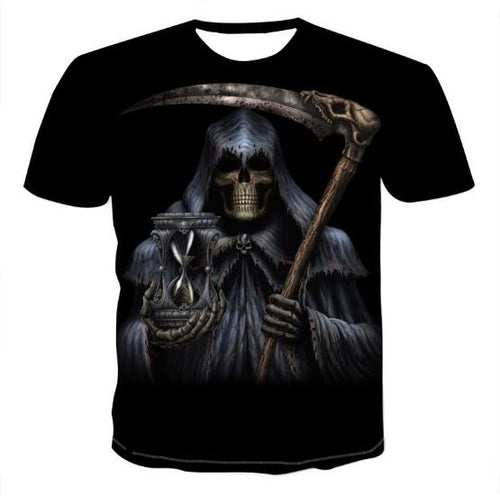 Men's 3D skull T-shirt by Ancient Energy, featuring a detailed skull graphic on a casual T-shirt.