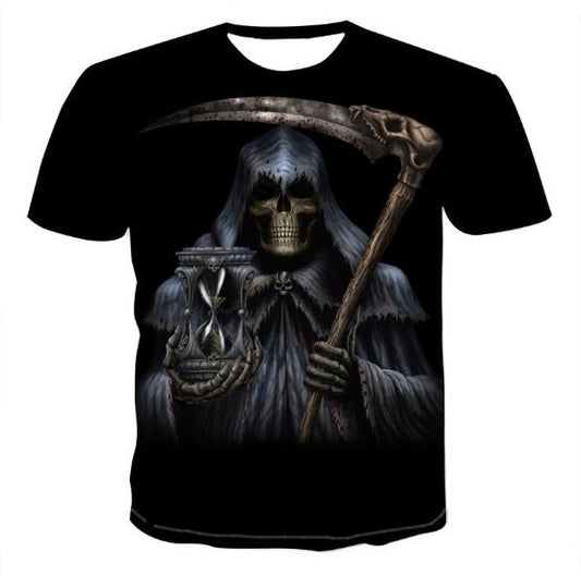 Men's 3D skull T-shirt by Ancient Energy, featuring a detailed skull graphic on a casual T-shirt.