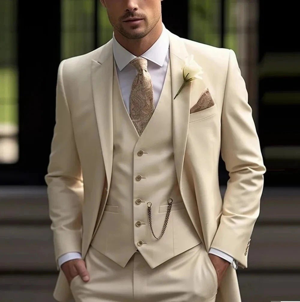 Men's slim-fit light luxury suit by Ancient Energy, tailored fit with sleek fabric and classic styling perfect for formal occasions.