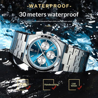 Ancient Energy men's waterproof multifunctional luminous ultra-thin watch showing time and features on a black dial.