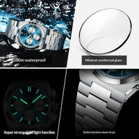 Ancient Energy men's waterproof multifunctional luminous ultra-thin watch showing digital display and sleek black strap.