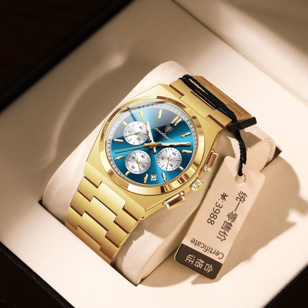 Ancient Energy men's waterproof multifunctional luminous ultra-thin watch showing time and luminous dial in a close-up image.