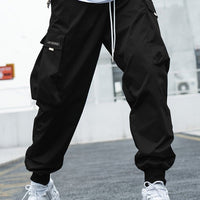 Ancient Energy men's multi-pocket cargo pants with drawstring waist, casual hip-hop style, ideal for outdoor streetwear and sports.