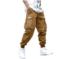 Ancient Energy men's multi-pocket cargo pants with drawstring, casual streetwear style, suitable for outdoor and sports activities.