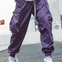 Ancient Energy men's multi-pocket cargo pants with drawstring waist, casual hip-hop style, outdoor streetwear sports trousers.