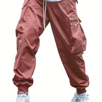 Ancient Energy men's cargo pants with multiple pockets, casual hip-hop style, drawstring waist, outdoor streetwear sports trousers