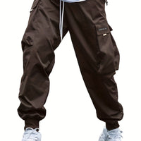 Ancient Energy men's multi-pocket cargo pants featuring casual hip-hop style, drawstring waist, outdoor and streetwear design.