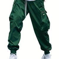 Men's cargo pants by Ancient Energy featuring multiple pockets, casual hip-hop style, drawstring waist, suitable for outdoor streetwear and sports.