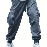 Ancient Energy men's multi-pocket cargo pants featuring drawstring waist, casual streetwear style, suitable for outdoor and sports activities.