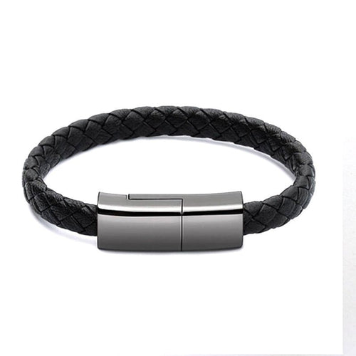 Ancient Energy bracelet-style USB charging cable for iPhone 14/13 Max, featuring a compact data and micro charging cord design.