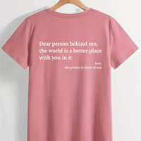 Ancient Energy women's fashion letter T-shirt with round neck, short sleeves, and slogan design on soft cotton fabric.