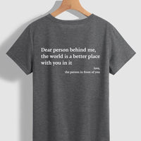 Ancient Energy women's fashion letter T-shirt with round neck, short sleeves, featuring slogan design and casual style.